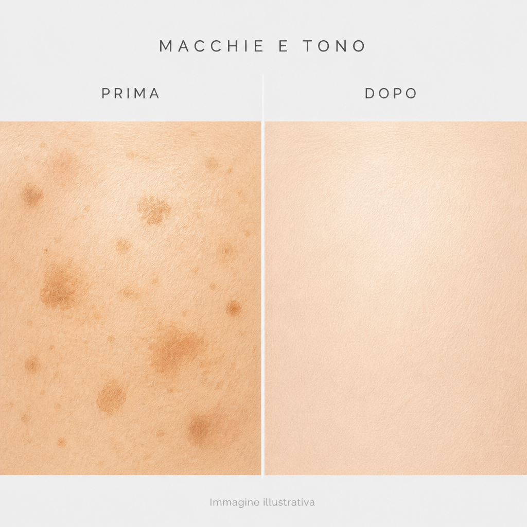 Macchie e tono prima e dopo - immagine illustrativa