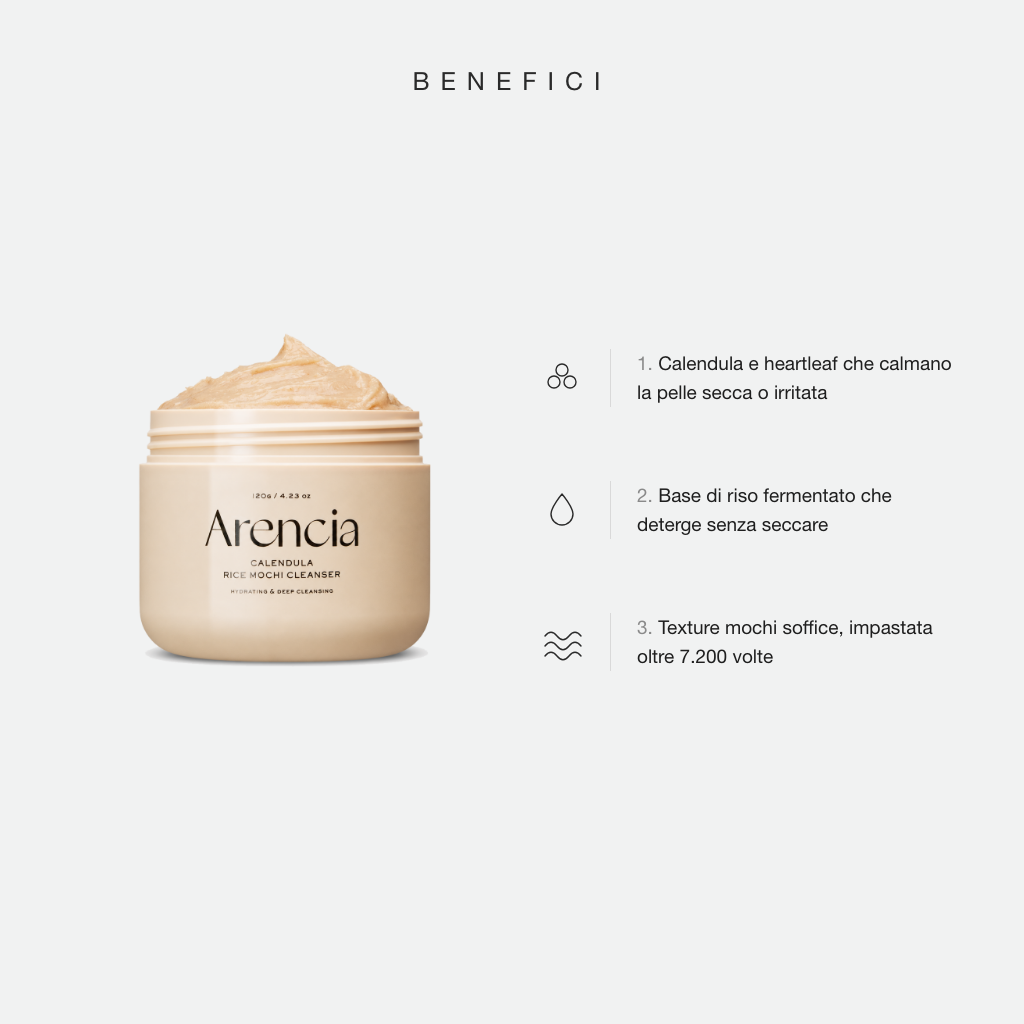 Arencia Calendula Rice Mochi Cleanser - benefici principali