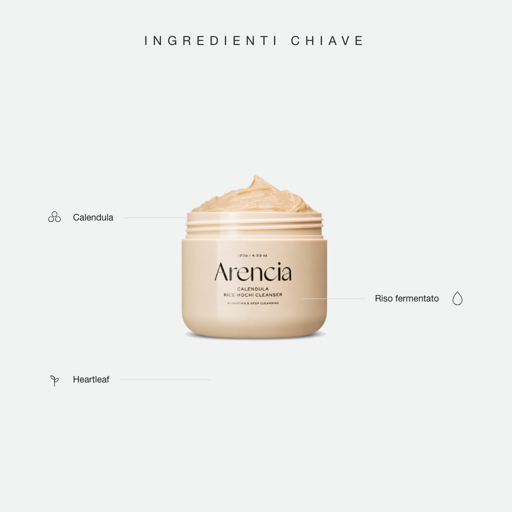 Arencia Calendula Rice Mochi Cleanser - ingredienti chiave