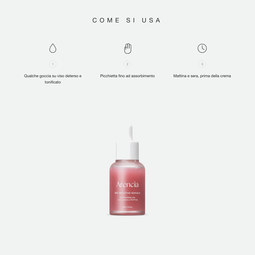 Arencia Red Smoothie Serum 8 - come si usa in tre step