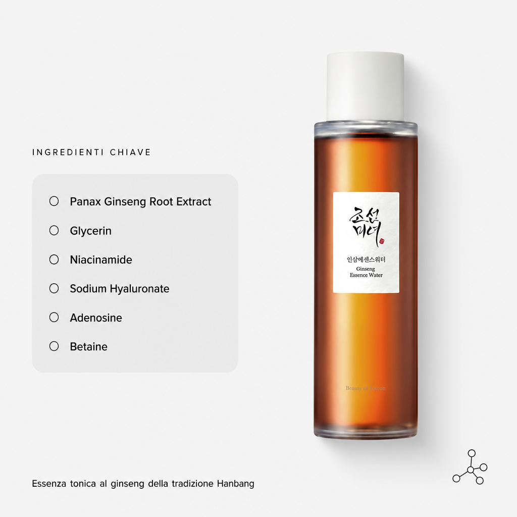 Beauty of Joseon Ginseng Essence Water - Tonico al Ginseng 150ml - ingredienti chiave