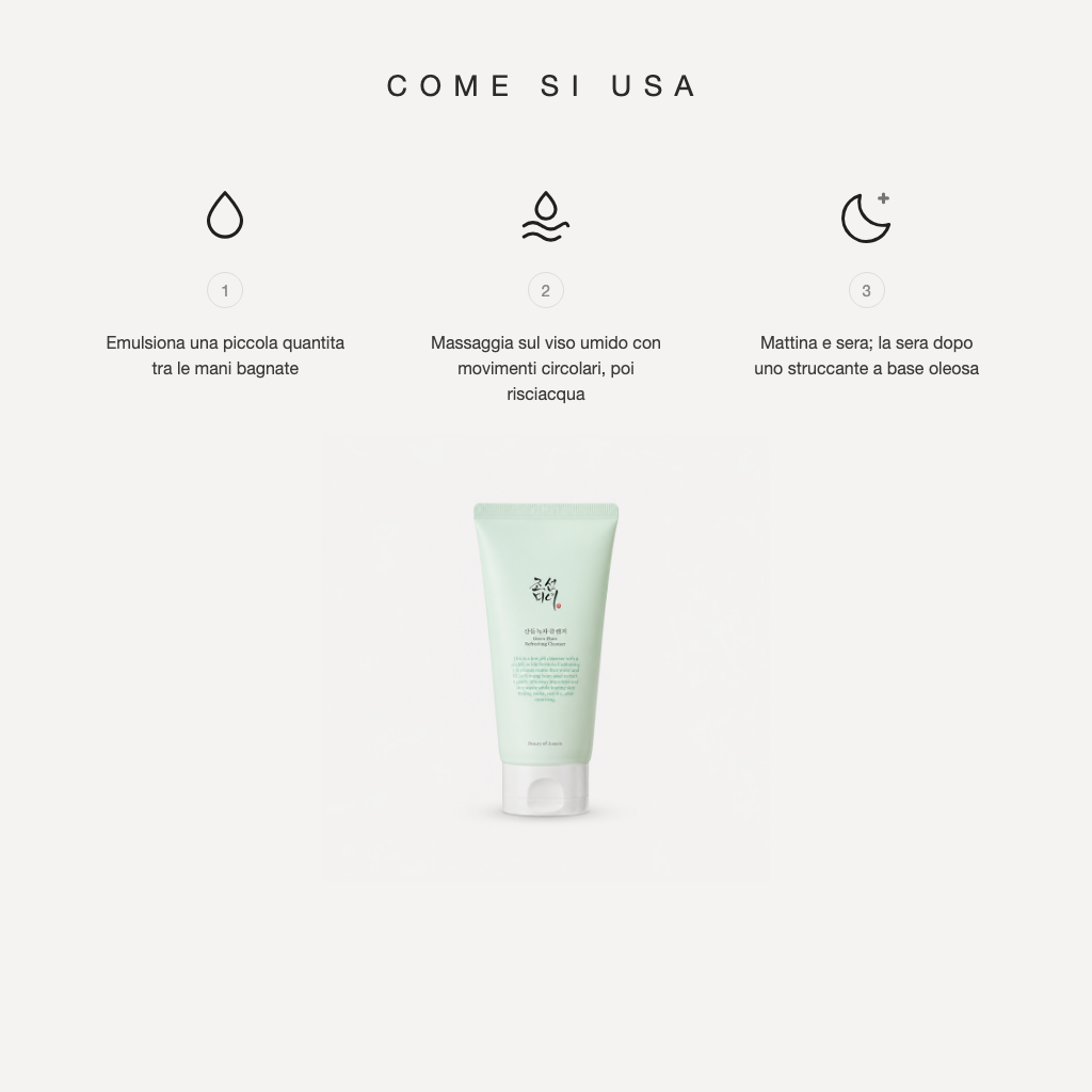 Beauty of Joseon Green Plum Refreshing Cleanser - come si usa in tre step