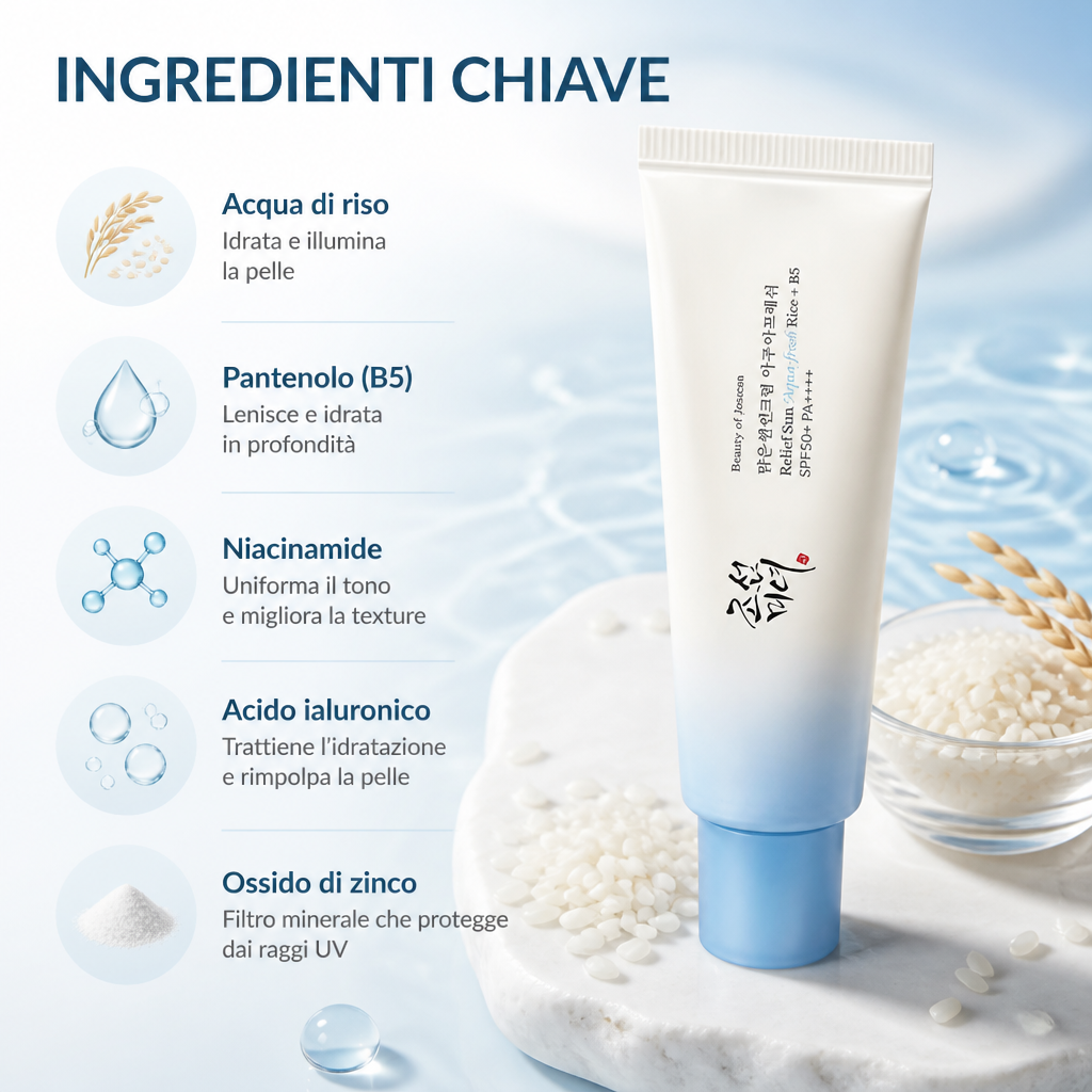 Beauty of Joseon Relief Sun Aqua-Fresh SPF50+ - Crema Solare 50ml - ingredienti chiave