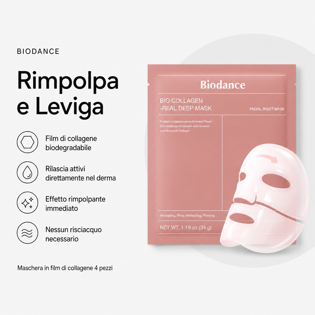 Biodance Bio Collagen Real Deep Mask - Maschera Collagene 4pz - benefici principali