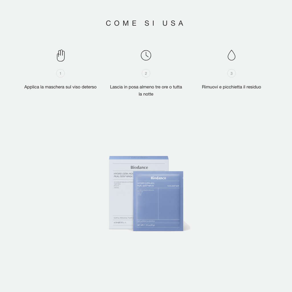 Biodance Hydro Cera-Nol Real Deep Mask - come si usa in tre step