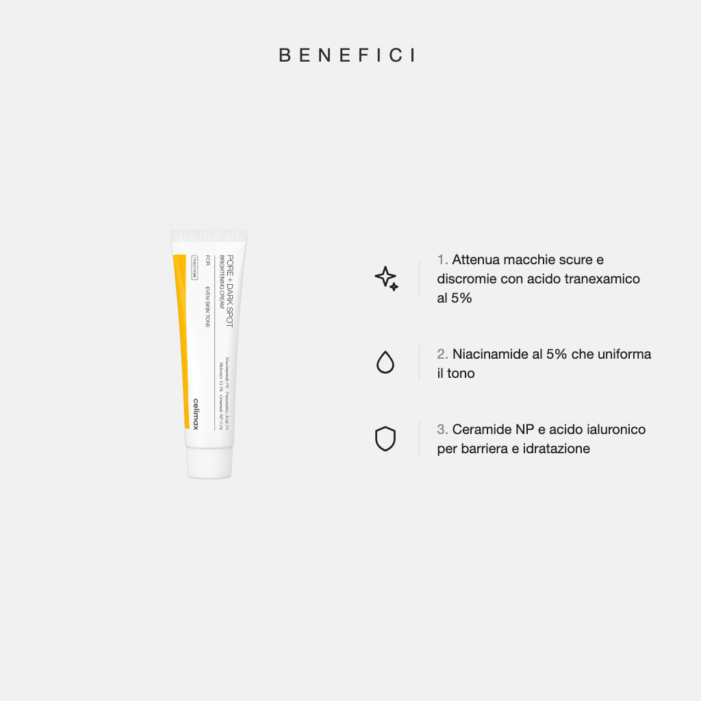 Celimax Pore + Dark Spot Brightening Cream - benefici principali