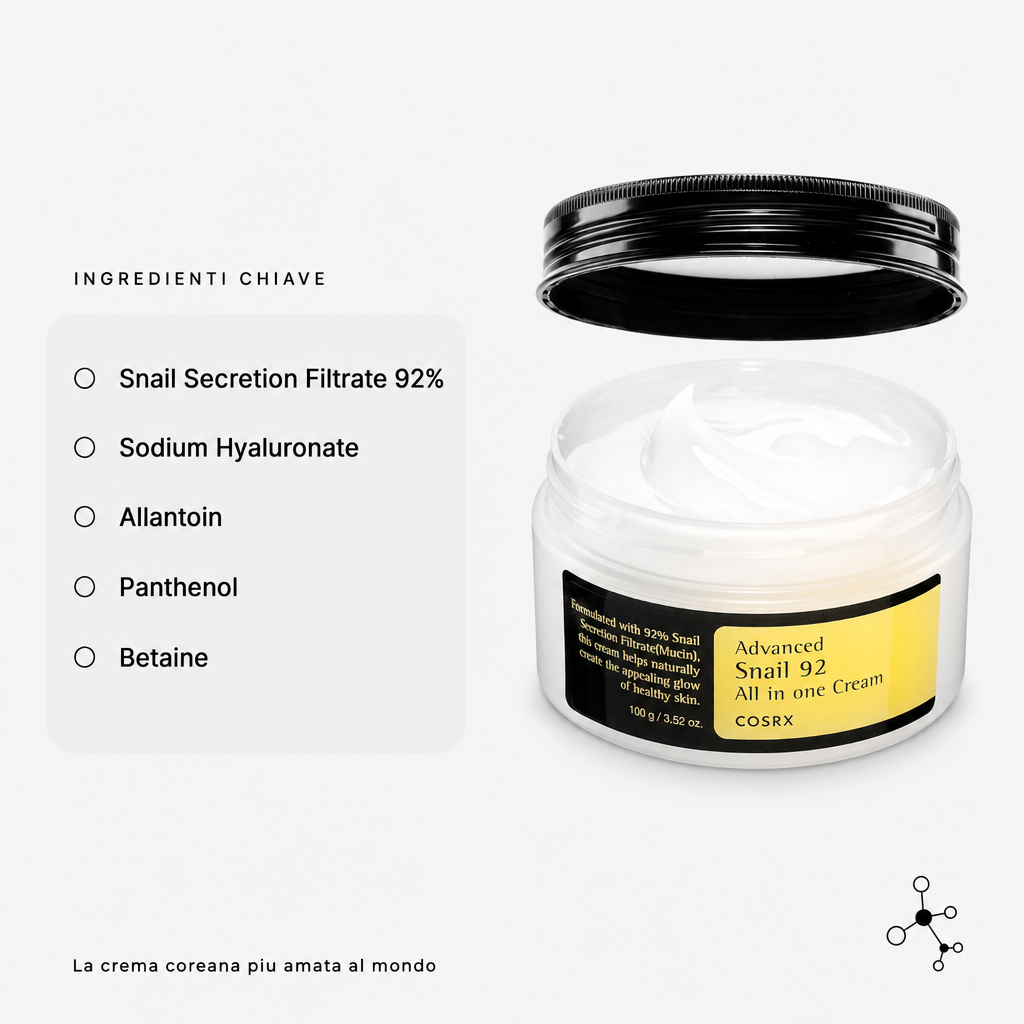 COSRX Advanced Snail 92 Cream - Crema Rigenerante 100ml - ingredienti chiave