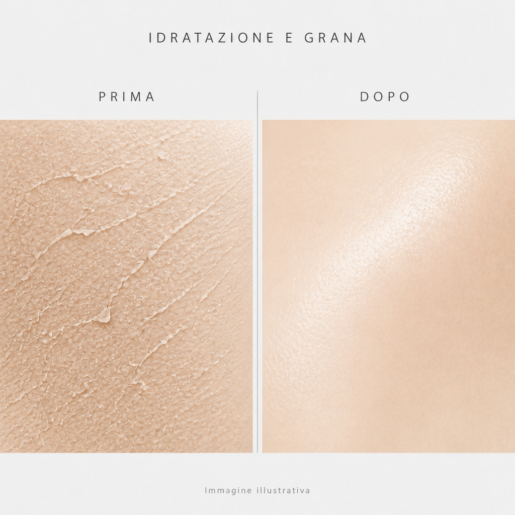 Idratazione e grana prima e dopo - immagine illustrativa