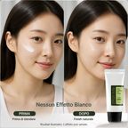 COSRX Aloe Soothing Sun Cream SPF50+ - Crema Solare Lenitiva 50ml - prima e dopo, immagine illustrativa