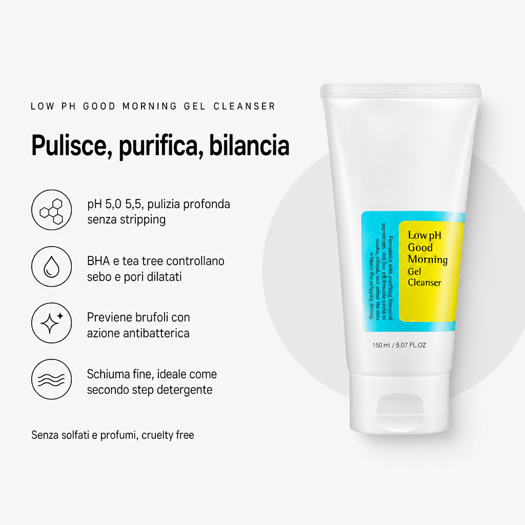 COSRX Low pH Good Morning Cleanser - Detergente Viso 150ml - benefici principali