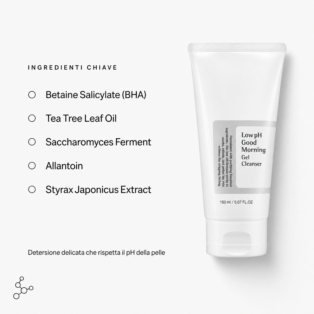 COSRX Low pH Good Morning Cleanser - Detergente Viso 150ml - ingredienti chiave
