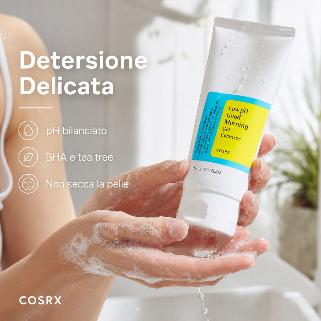 COSRX Low pH Good Morning Cleanser - Detergente Viso 150ml - immagine lifestyle