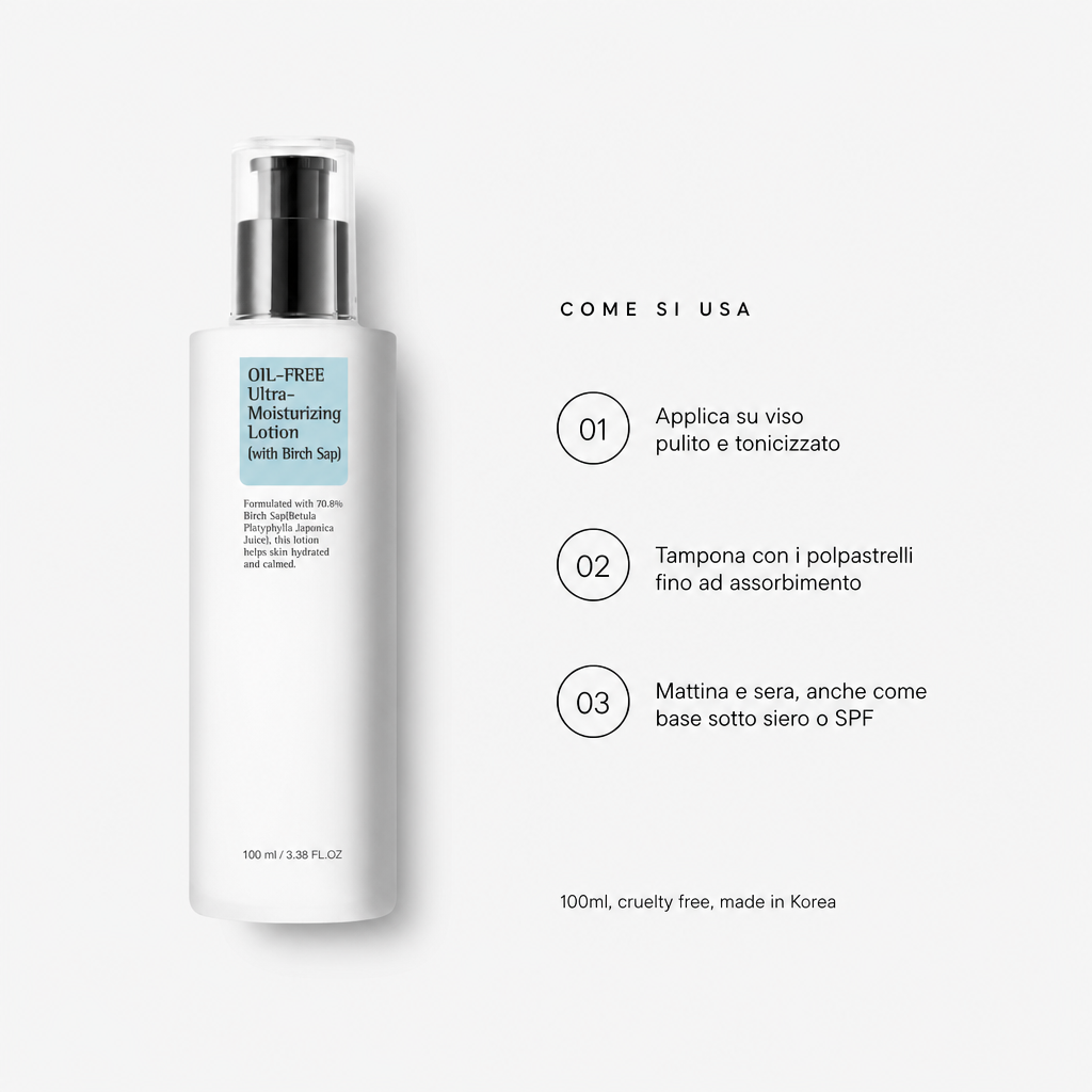 COSRX Oil Free Moisturizing Lotion - Crema Leggera 100ml - come si usa