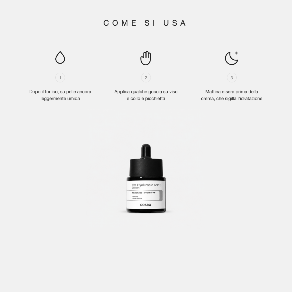 COSRX The Hyaluronic Acid 3 Serum - come si usa in tre step