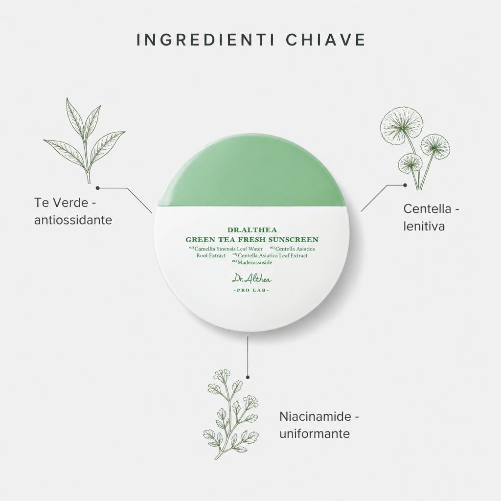 Ingredienti chiave: tè verde, centella, niacinamide