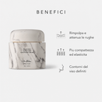 Benefici: rimpolpa e attenua le rughe, piu compattezza, contorni definiti