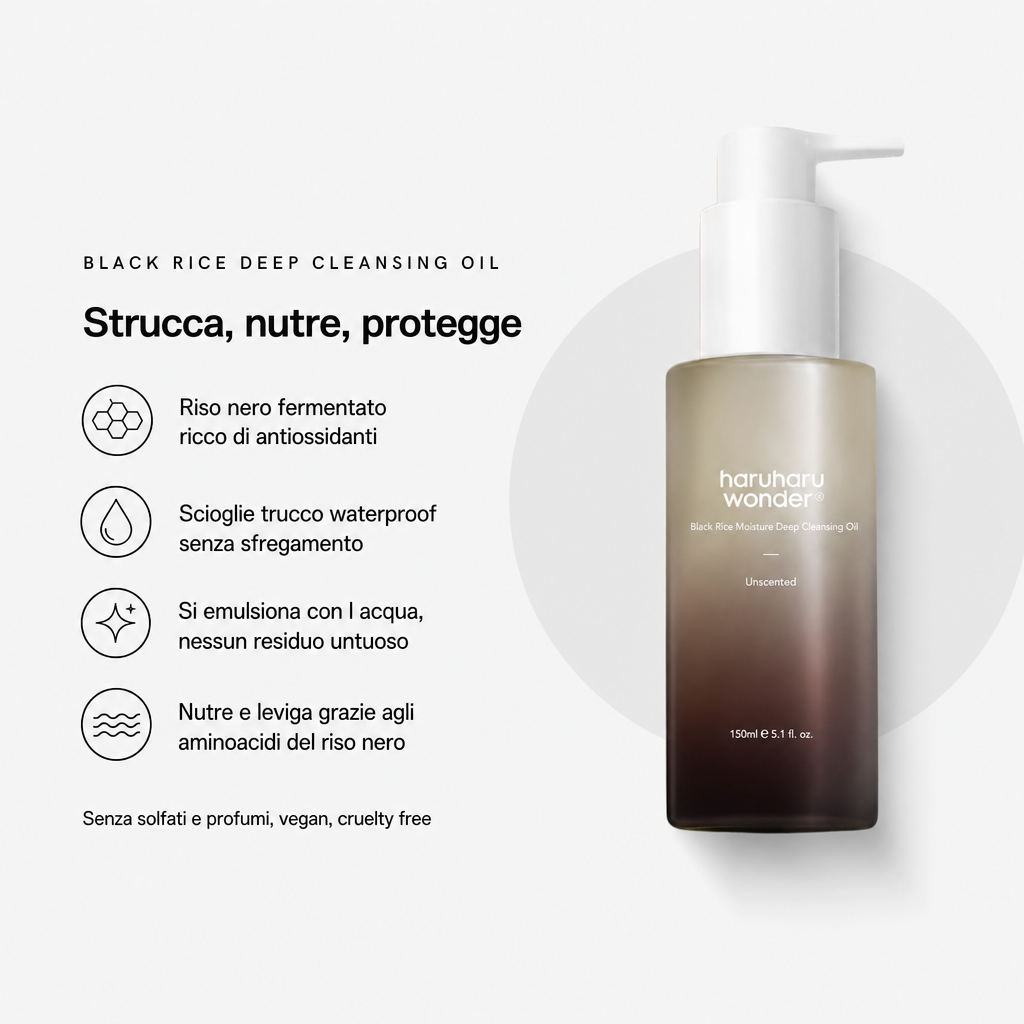 Haruharu Black Rice Cleansing Oil - Olio Struccante 150ml - benefici principali