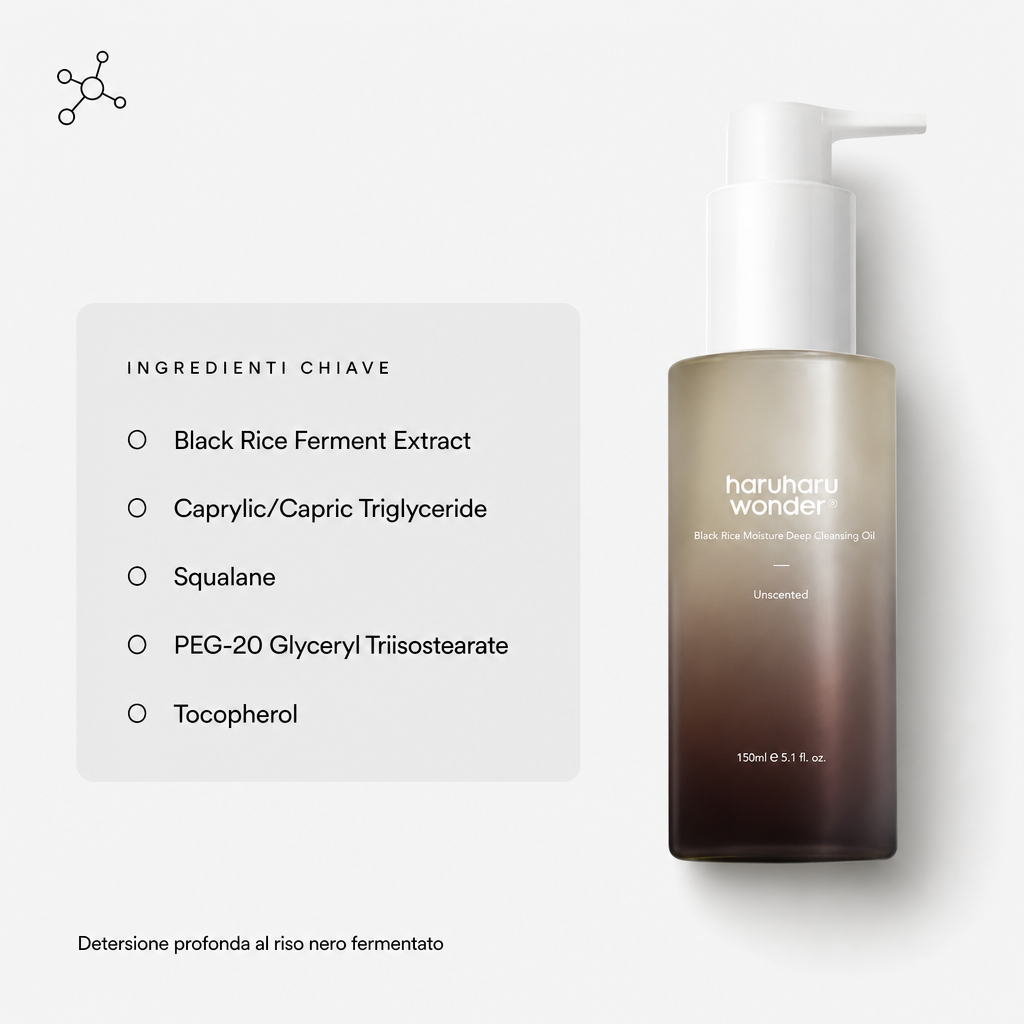 Haruharu Black Rice Cleansing Oil - Olio Struccante 150ml - ingredienti chiave