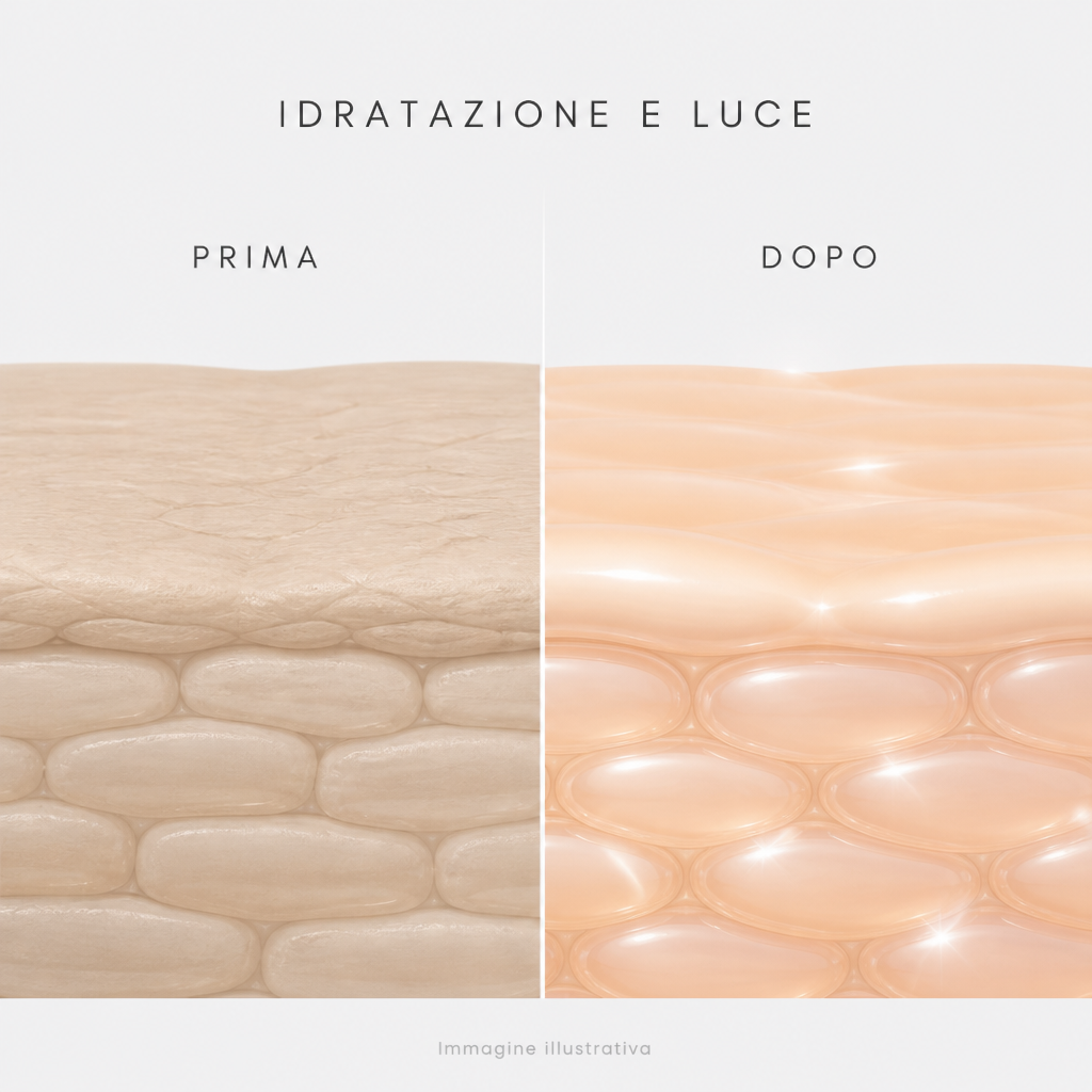 Idratazione e luce prima e dopo - immagine illustrativa