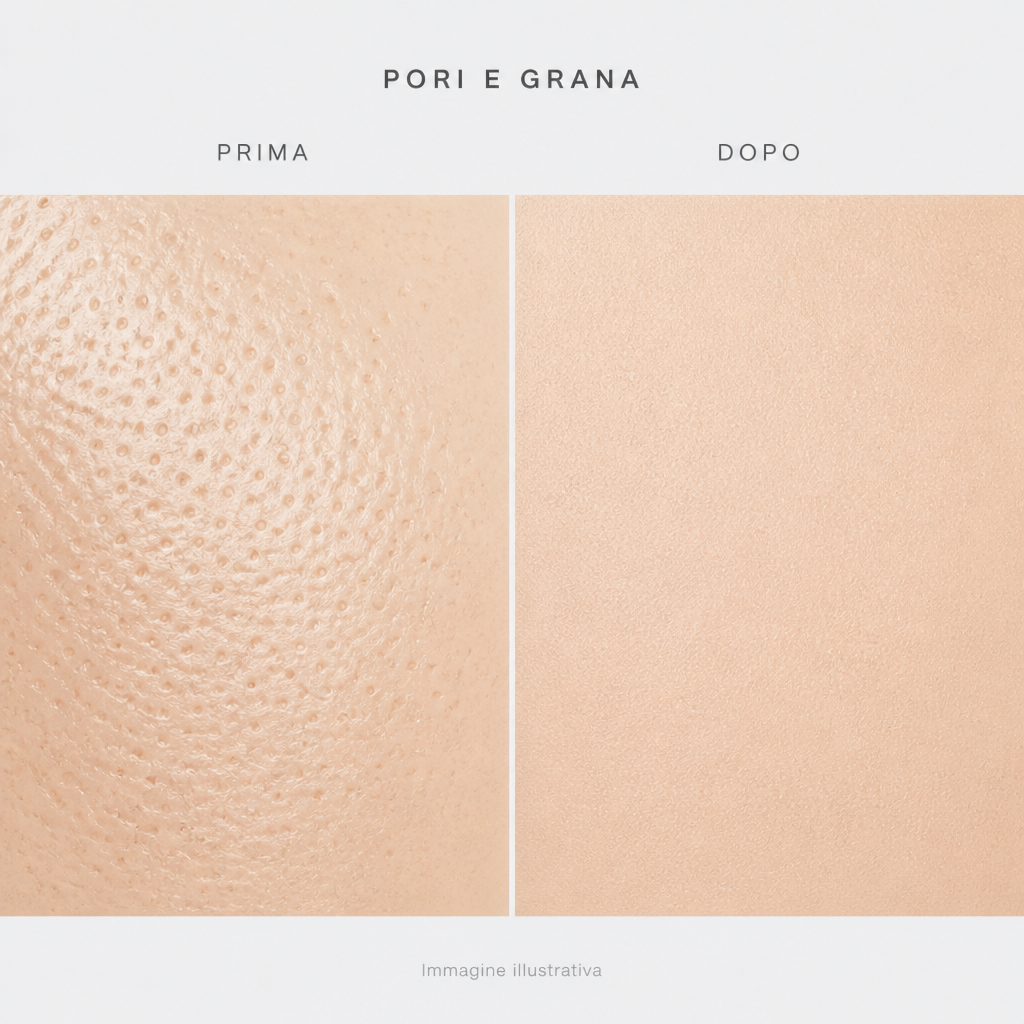 Pori e grana prima e dopo - immagine illustrativa