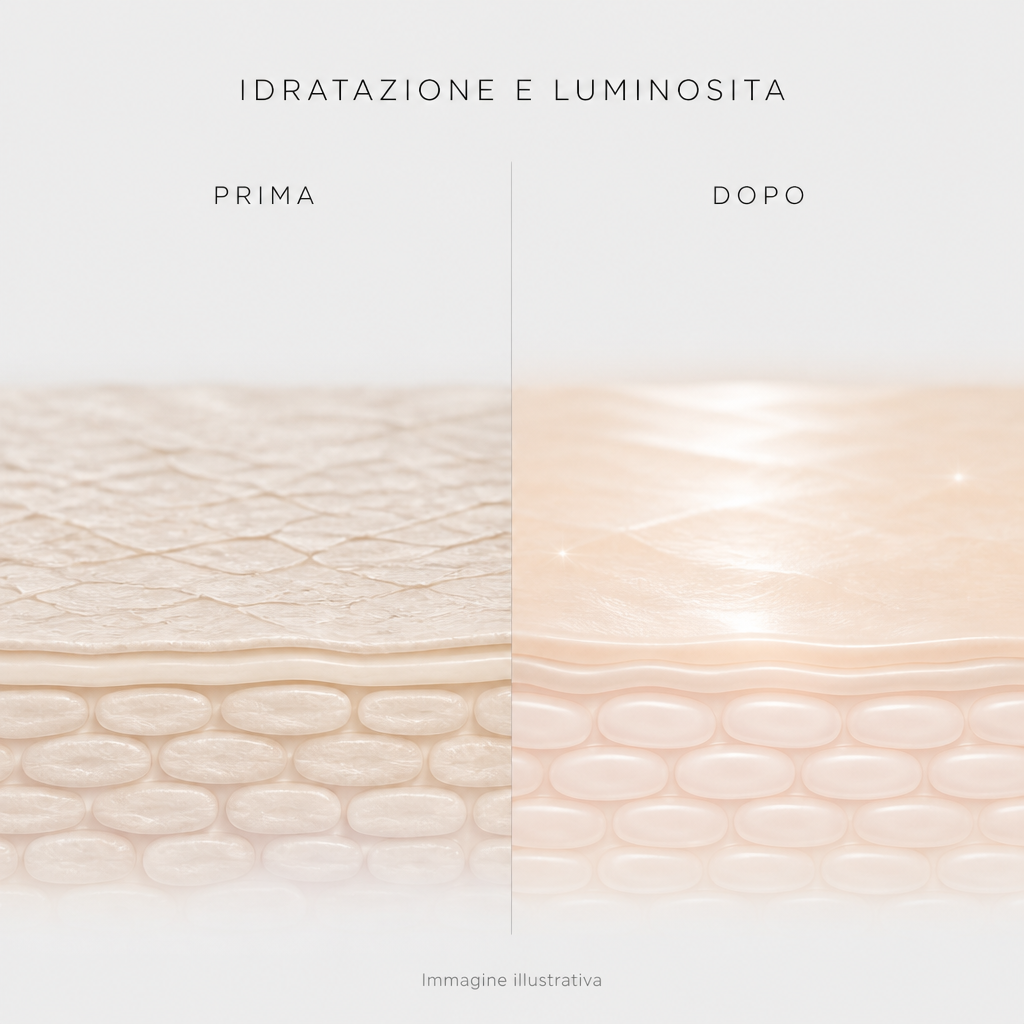 Idratazione e luminosità prima e dopo - immagine illustrativa