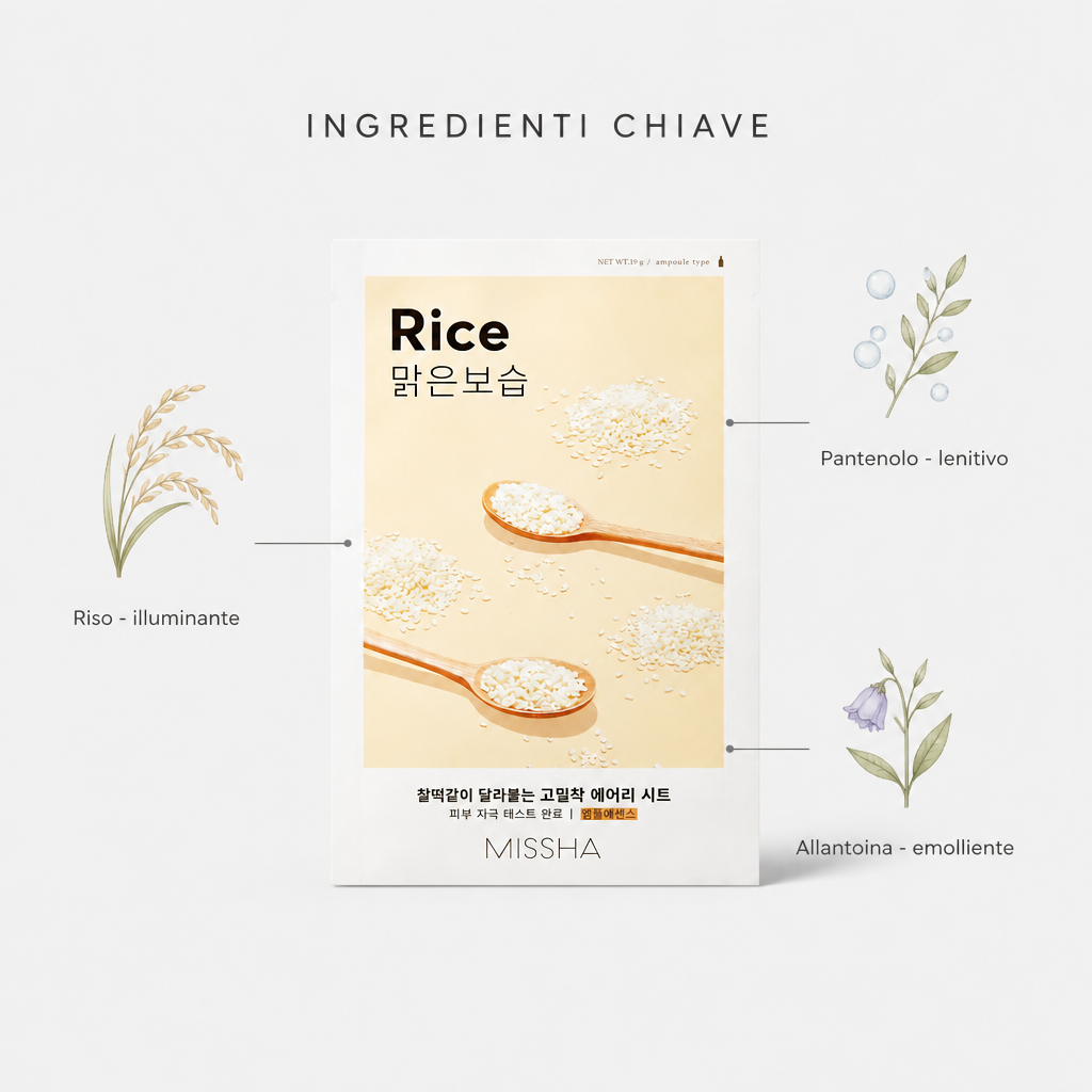 Ingredienti chiave: riso, pantenolo, allantoina
