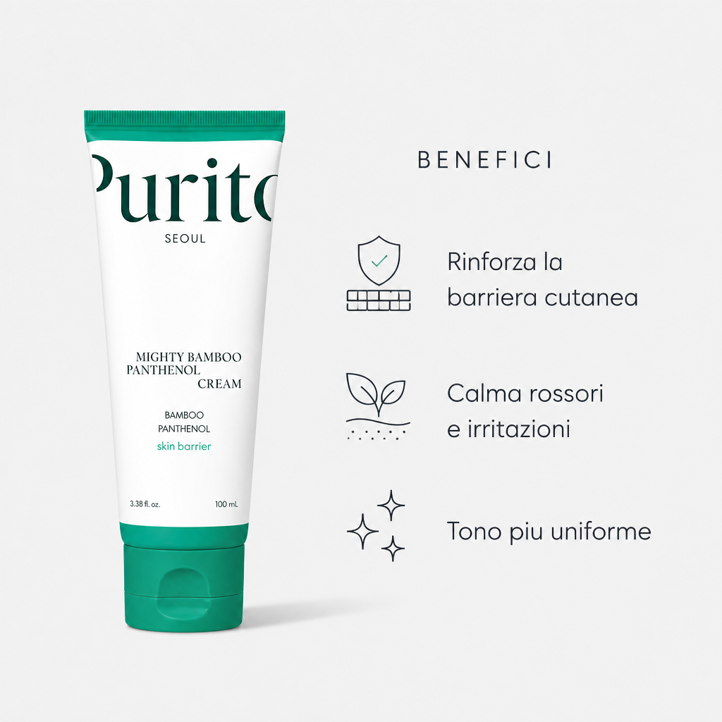 Benefici: rinforza la barriera, calma rossori, tono uniforme
