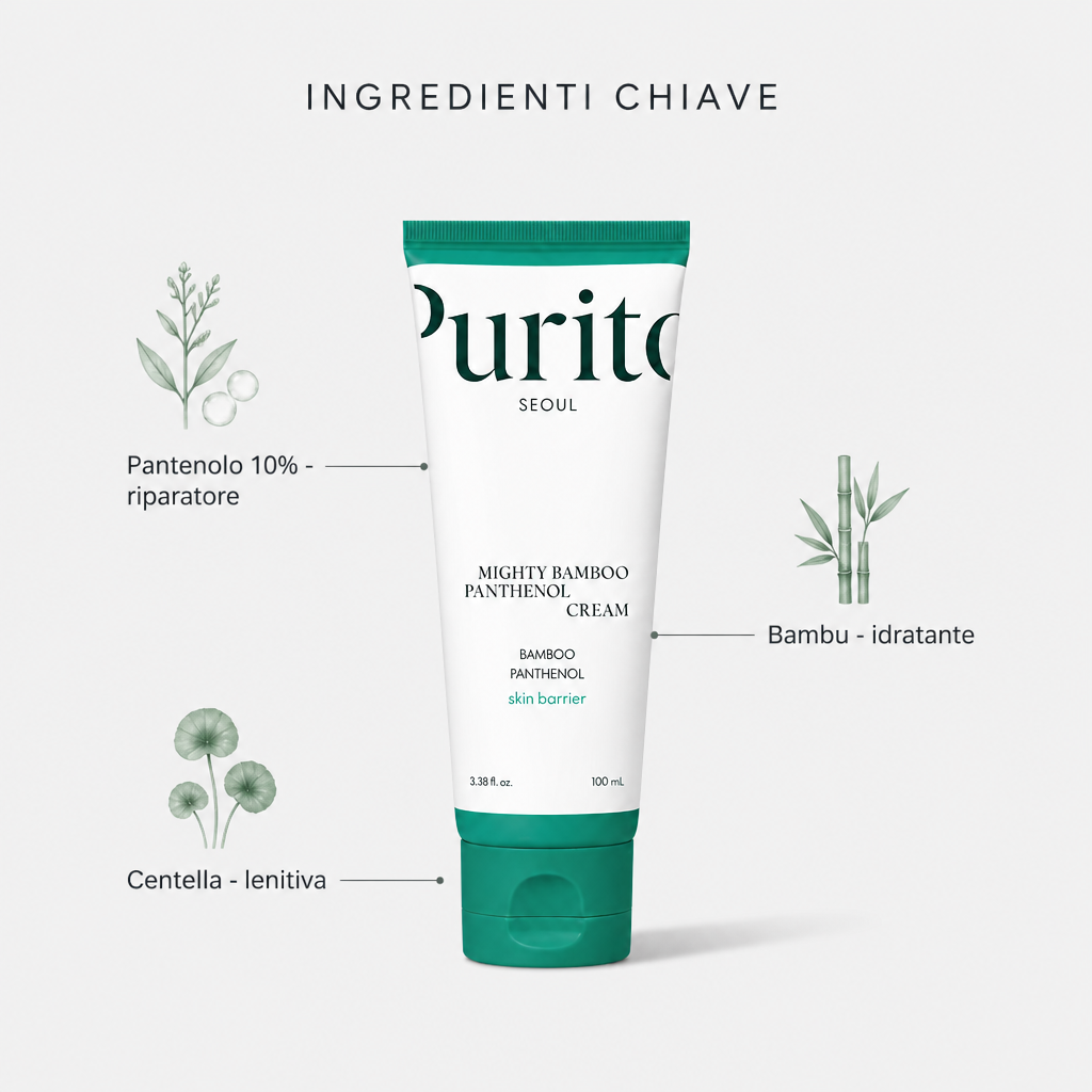 Ingredienti chiave: pantenolo 10%, bambù, centella