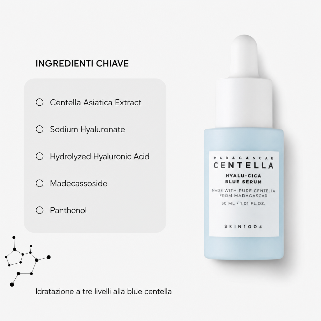 Skin1004 Centella Hyalu-Cica Blue Serum - Siero Idratante - ingredienti chiave