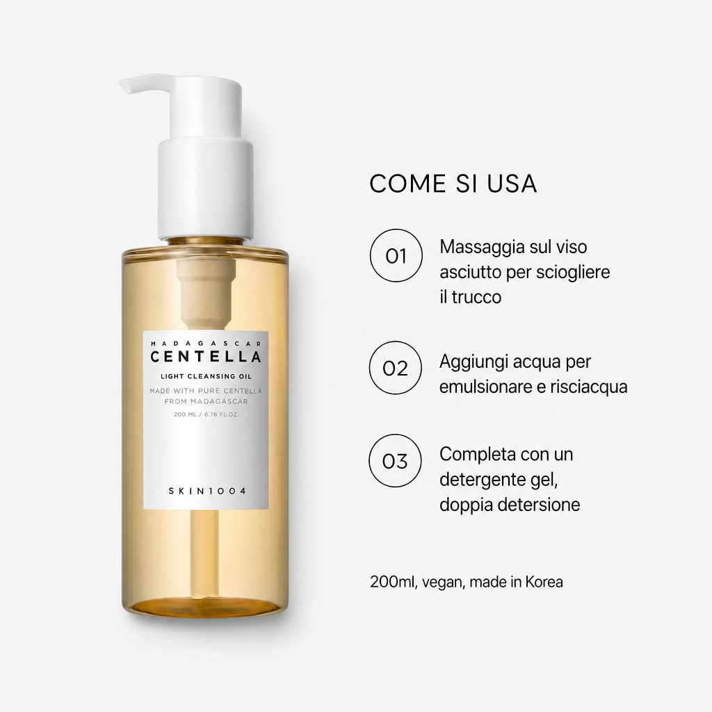 Skin1004 Centella Light Cleansing Oil - Olio Detergente 200ml - come si usa