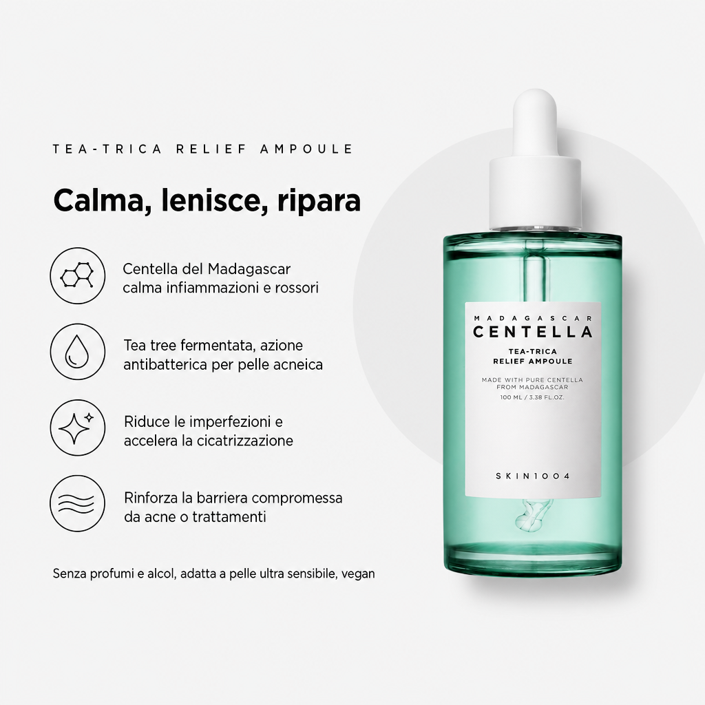 Skin1004 Centella Tea-Trica Ampoule - Siero Lenitivo 100ml - benefici principali
