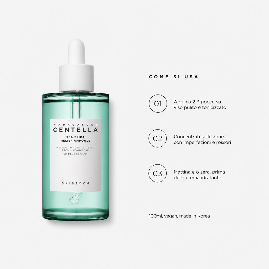 Skin1004 Centella Tea-Trica Ampoule - Siero Lenitivo 100ml - come si usa